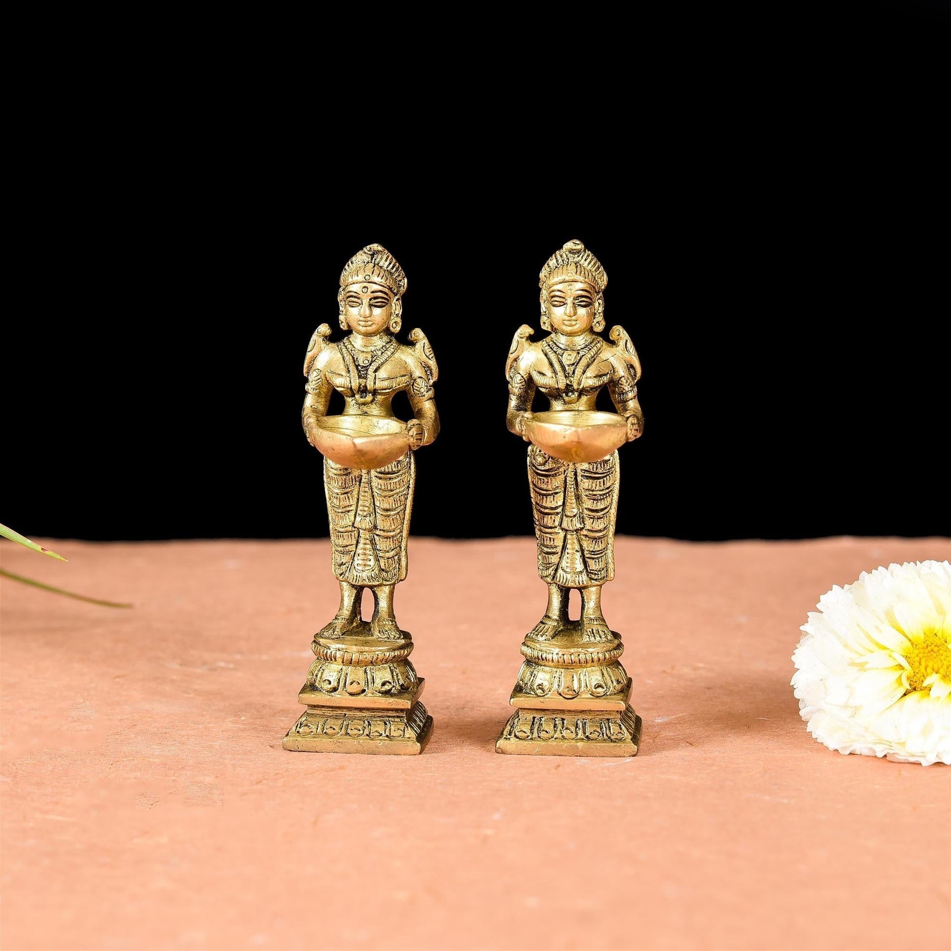 Brass Deep Lakshmi Pair (4 Inch) - Eco-friendly - Sama Homes