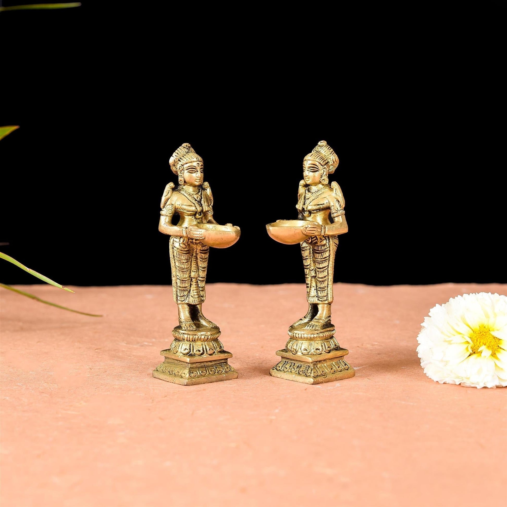 Brass Deep Lakshmi Pair (4 Inch) - Image 2