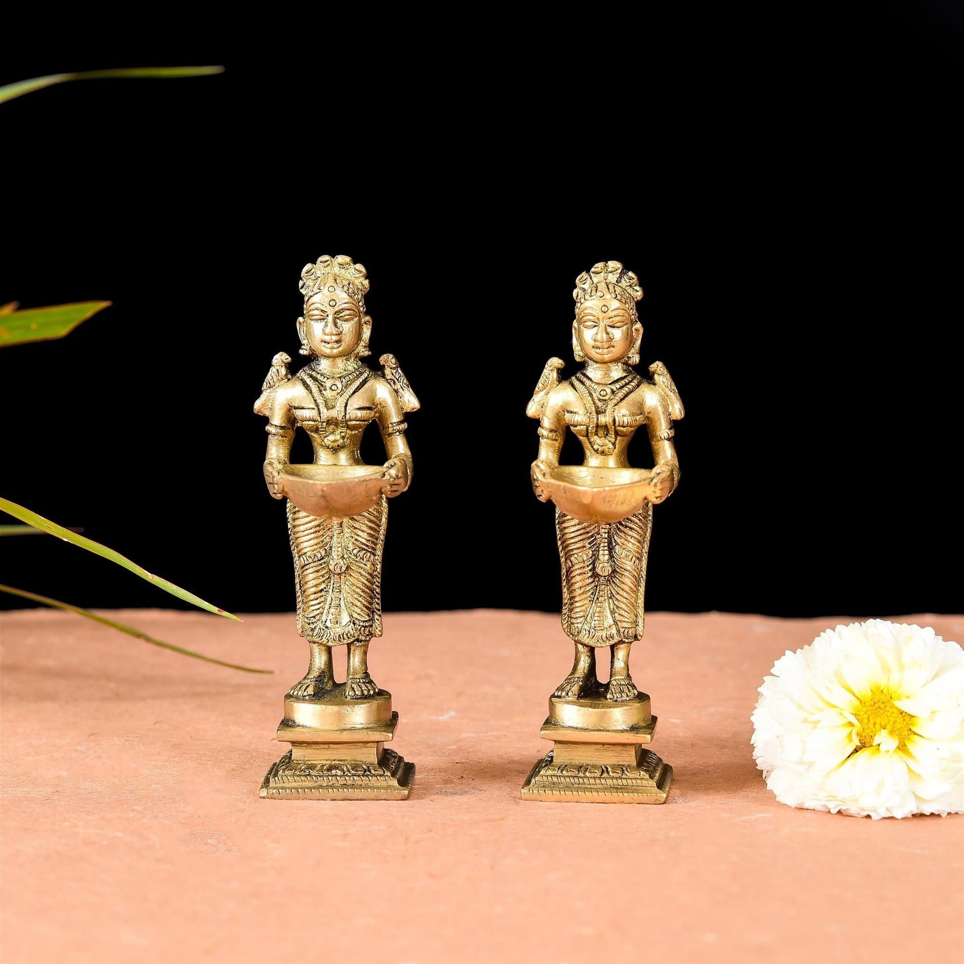 Brass Deep Lakshmi Pair (5 Inch) - Eco-friendly - Sama Homes