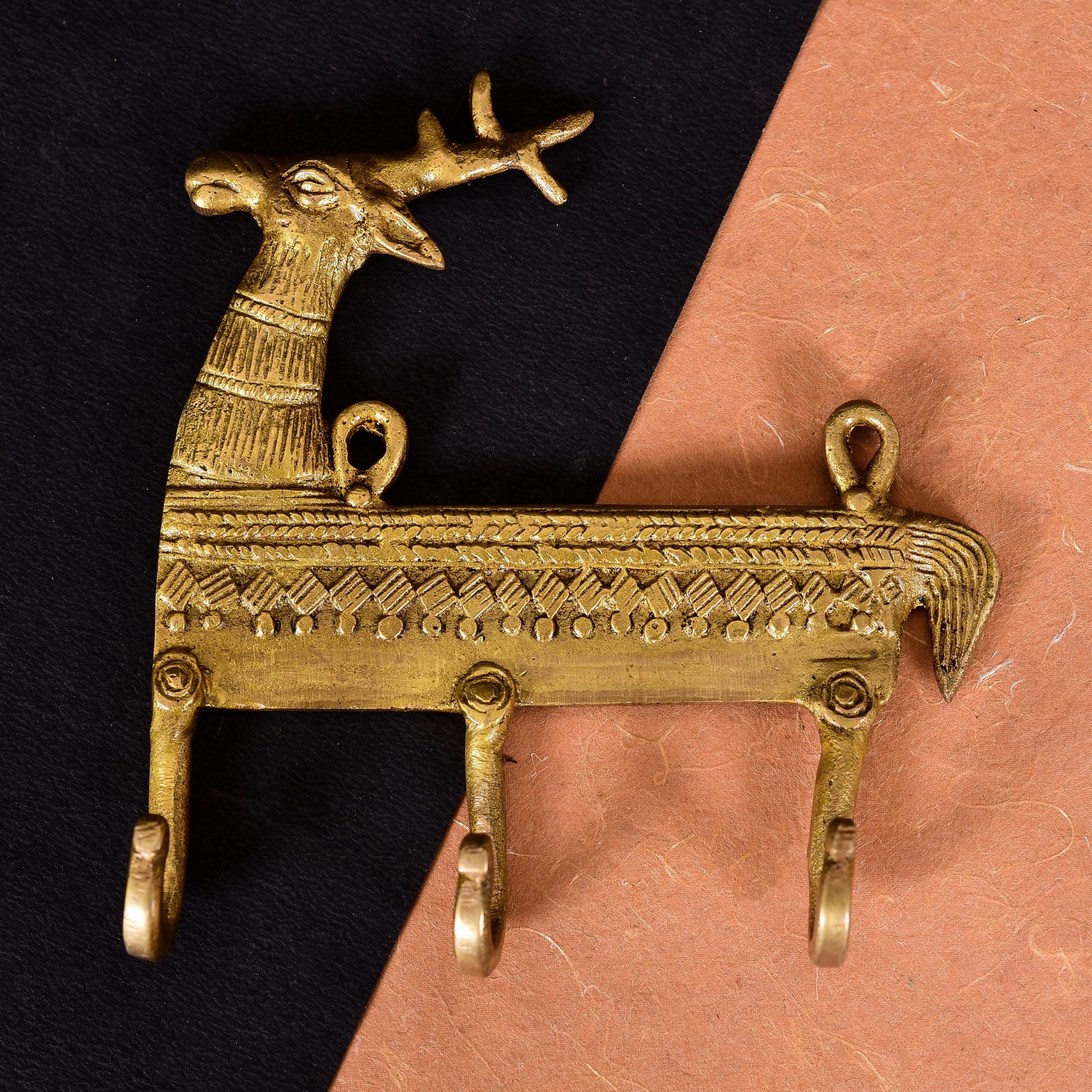 Brass Deer Wall Key Hanger (5.5 Inch) - Eco-friendly - Sama Homes