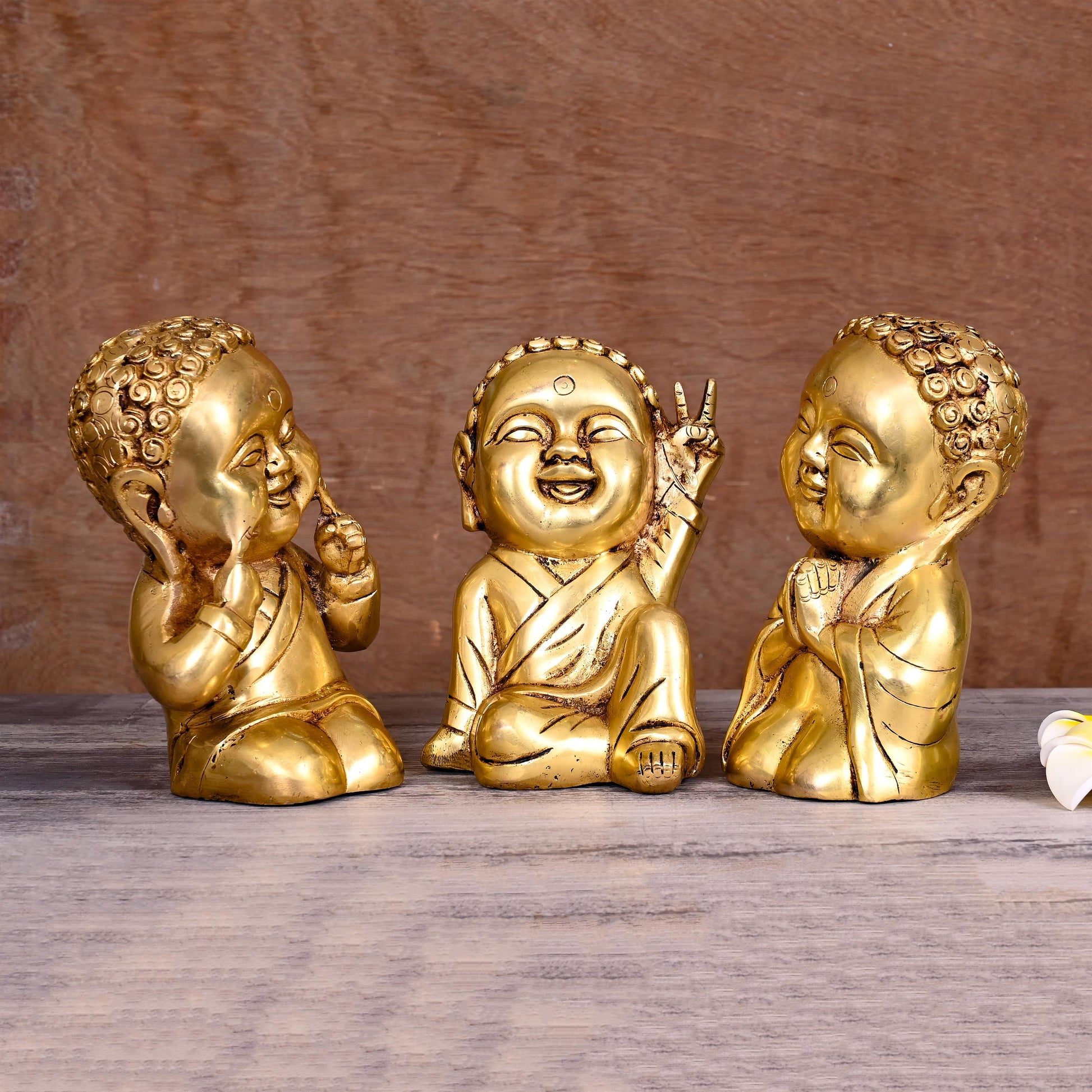 BRASS BABY LAUGHING BUDDHA STATUES (7") - Eco-friendly - Sama Homes