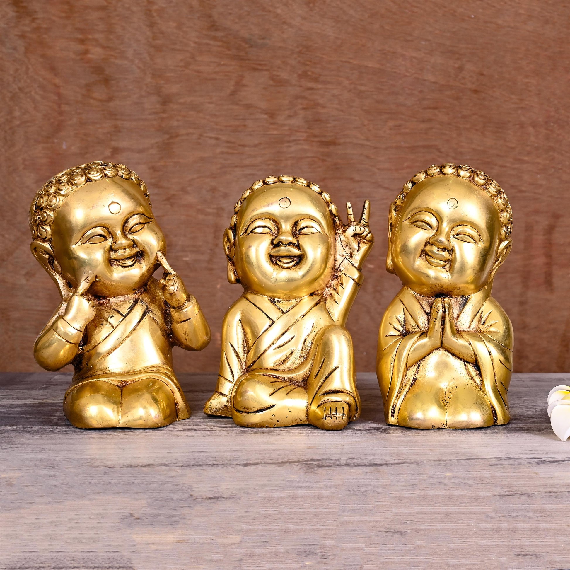 BRASS BABY LAUGHING BUDDHA STATUES (7") - Image 2
