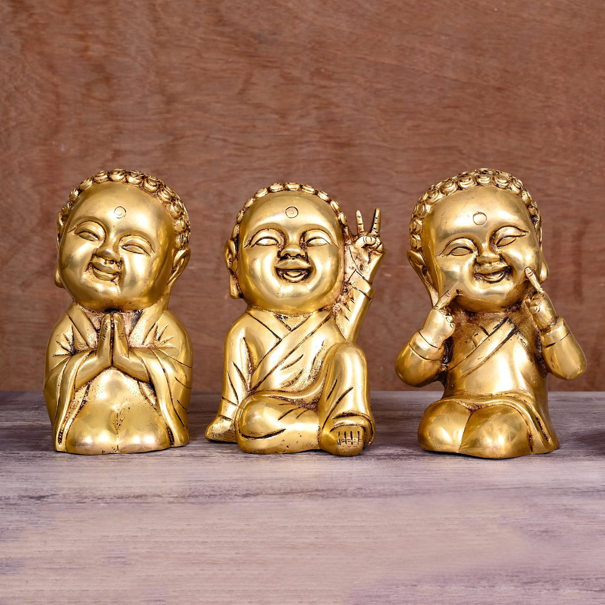 BRASS BABY LAUGHING BUDDHA STATUES (7") - Image 3