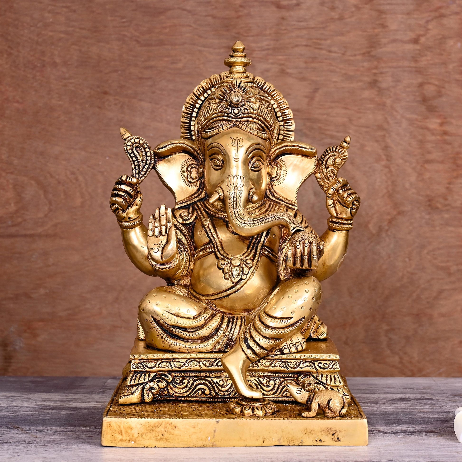 Brass Blessing Ganesha Statue (12 Inch) - Eco-friendly - Sama Homes