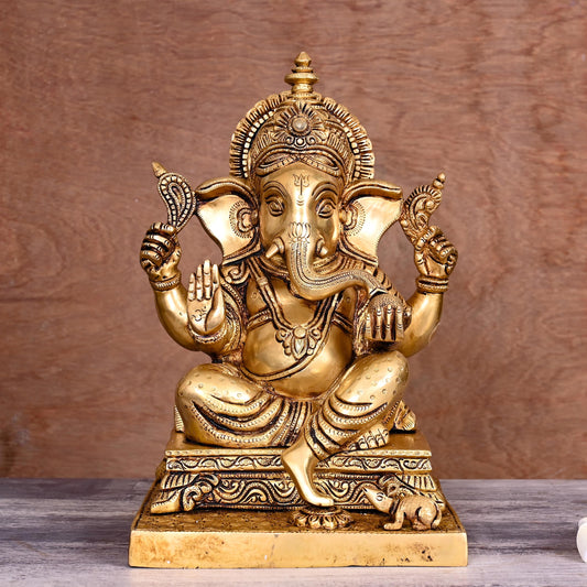 Brass Blessing Ganesha Statue (12 Inch)