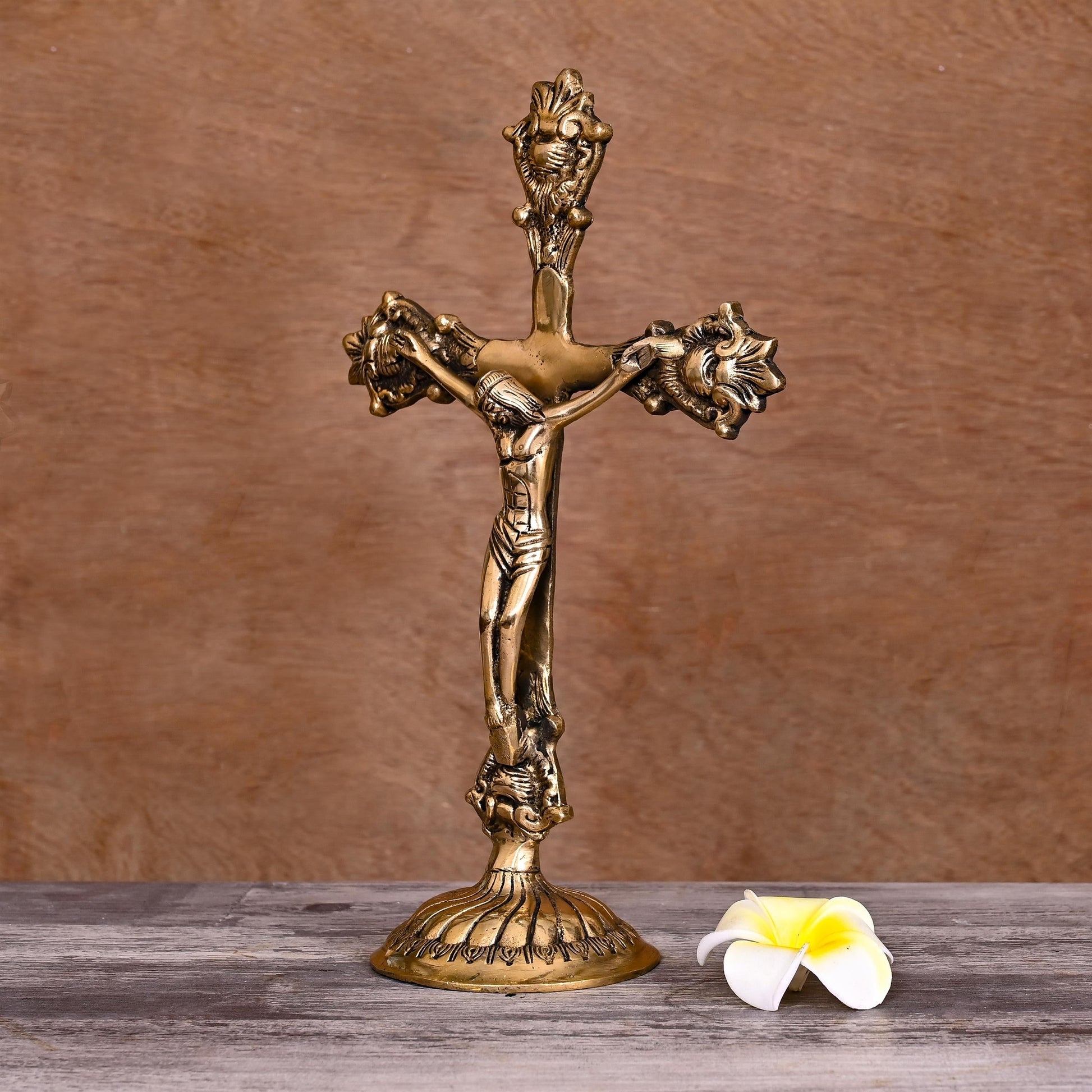Brass Christian Cross Jesus Christ Statue (12 Inch) - Image 2