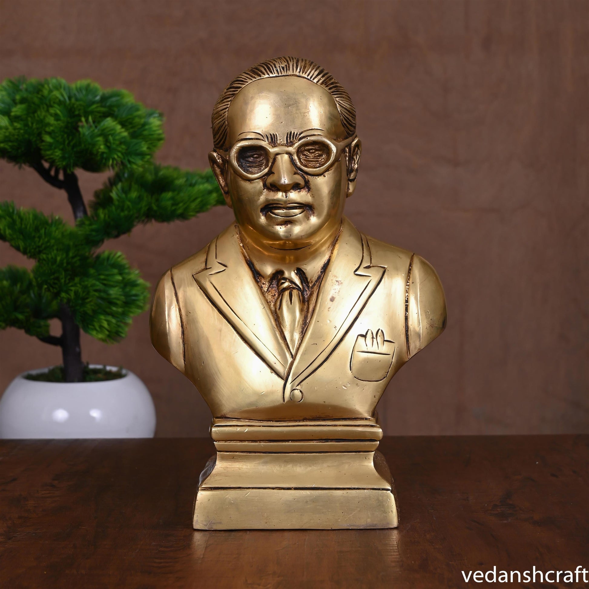 Brass Bhimrao Ambedkar Bust Statue (11 Inch) - Eco-friendly - Sama Homes