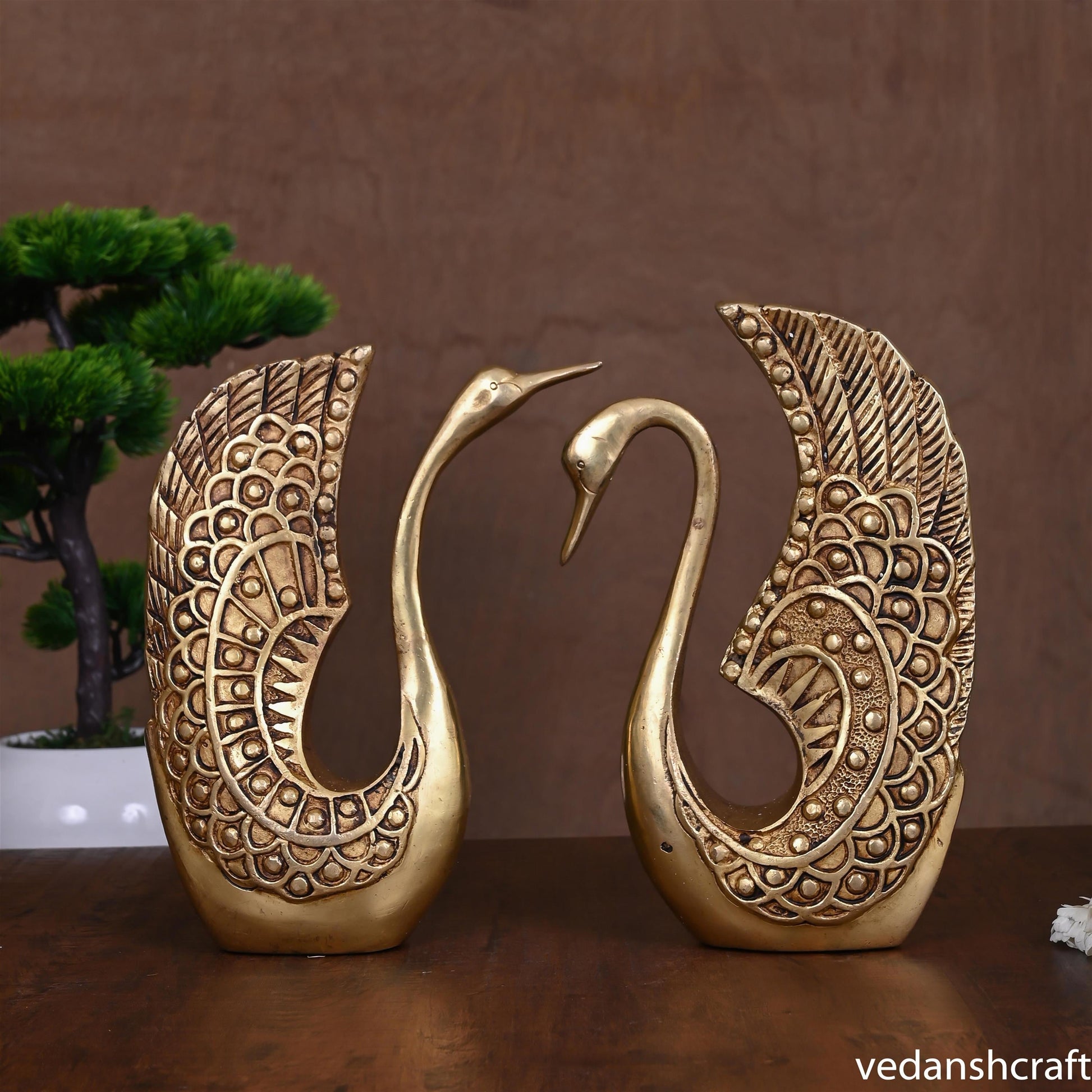 BRASS DECORATIVE SWAN SET (9") - Eco-friendly - Sama Homes