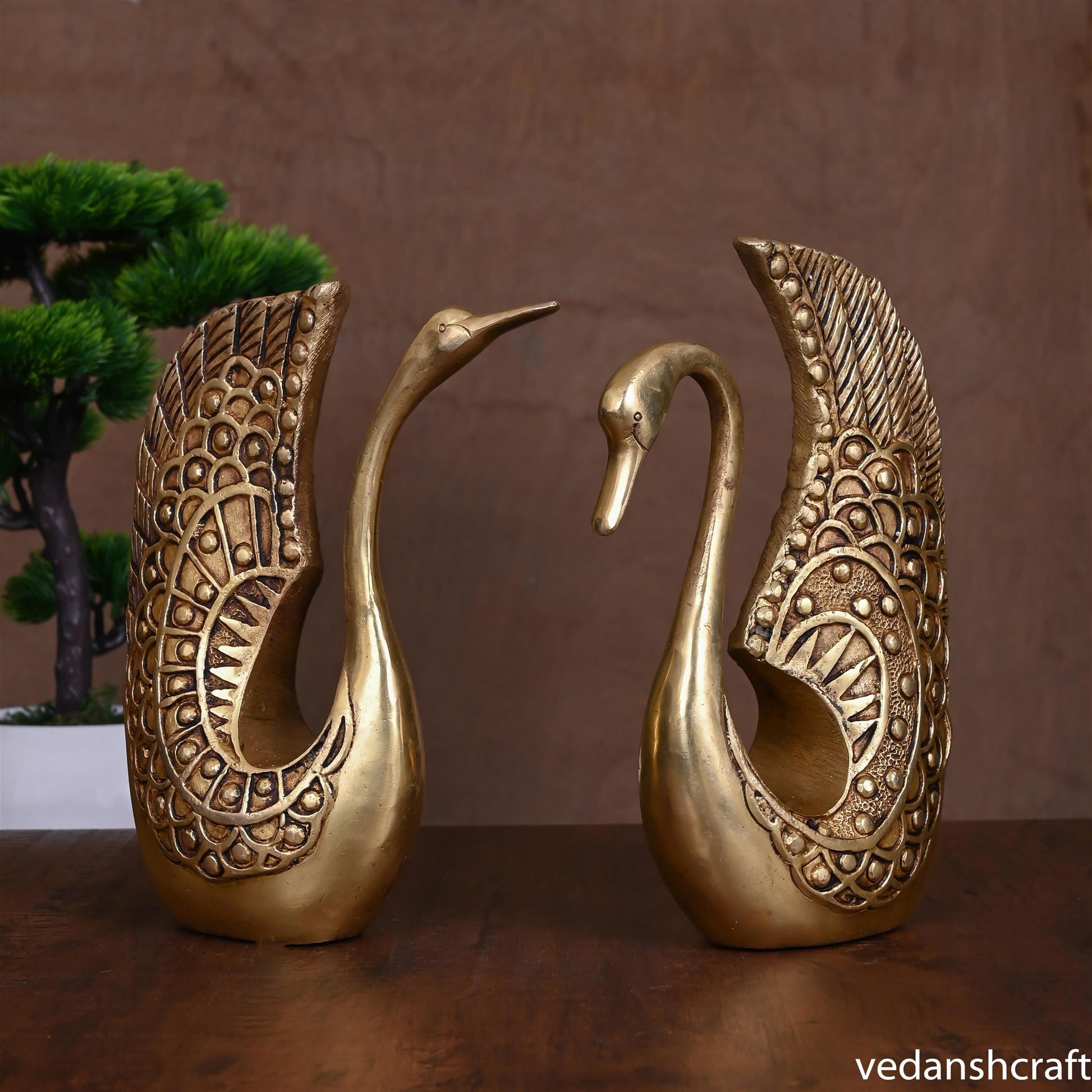 BRASS DECORATIVE SWAN SET (9") - Image 2