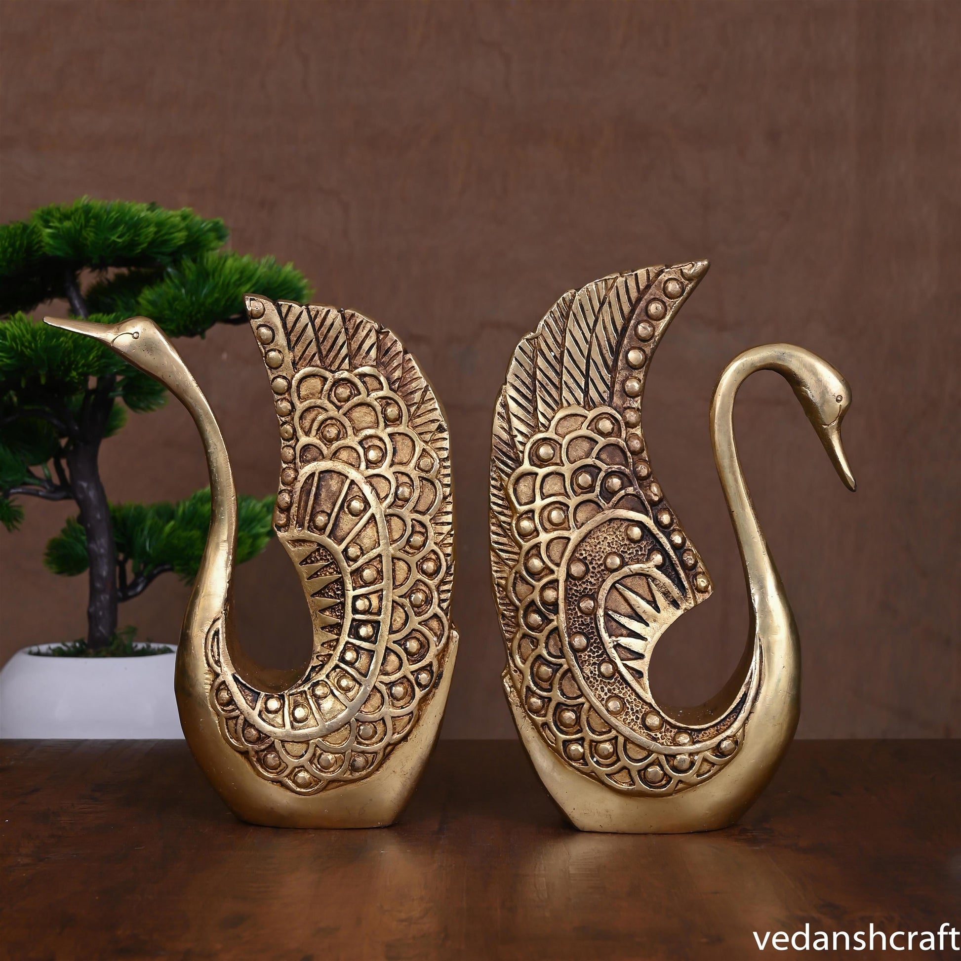 BRASS DECORATIVE SWAN SET (9") - Image 3