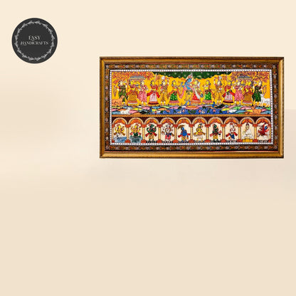 Handmade Pattachitra Painting: Krishna Radha Raasleela - Indian Folk Art by Easy Handicrafts - Handmade Painting (View 3)