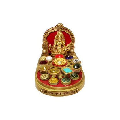 Shri Dhanvarsha Kuber Yantra Chowki In Brass by SAMAHealing - Yantra Chowki