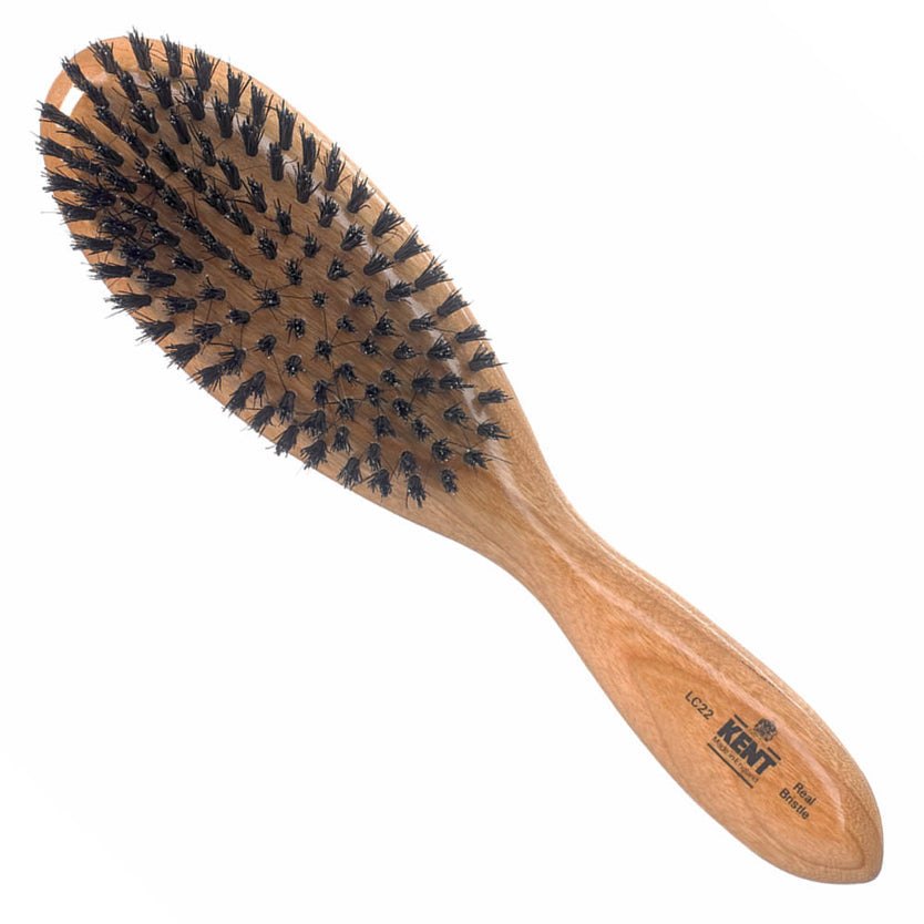 Kent Ladies Finest Cherrywood Pure Black Bristle Oval Brush - Eco-friendly - Sama Homes