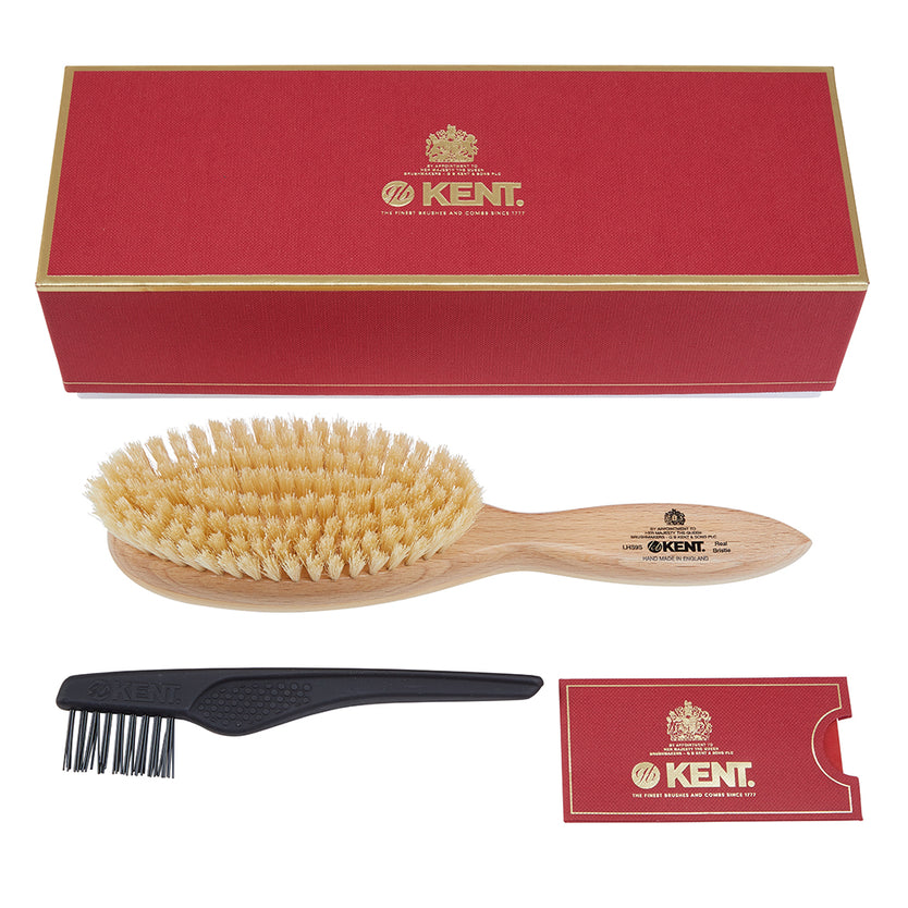 Kent Handmade Satinwood Pure Soft White Bristle Oval Hairbrush - Image 2