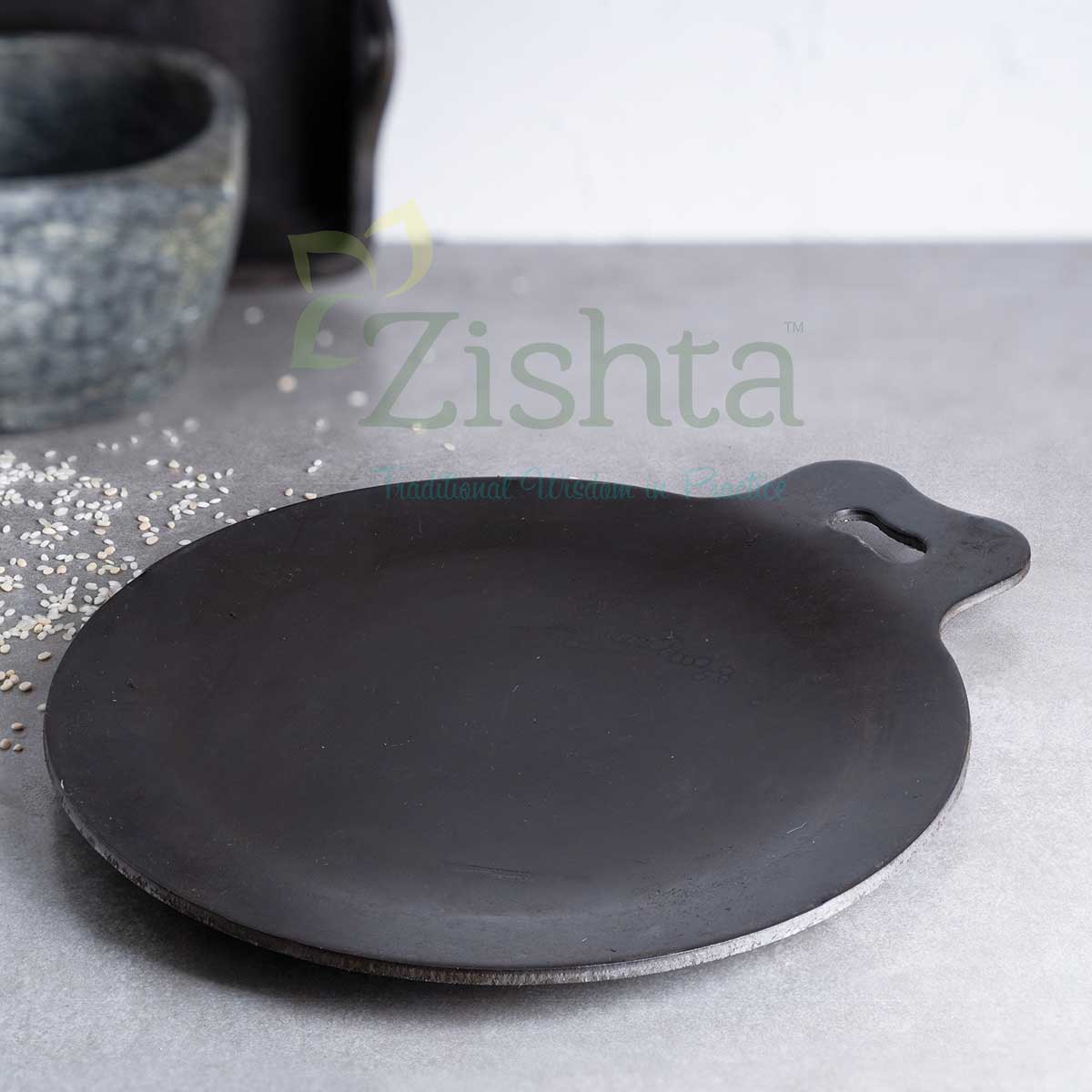 Large Cast Iron Combo: Iron Dosa Tawa, Cast Iron Kadai with Tadka Ladle – Image 3 - Image 3
