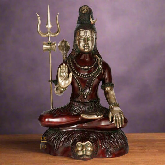 Large Size Hindu God Mahayogi Shankar Idol Lord Shiva Lucky Décor Statue 3 Feet
