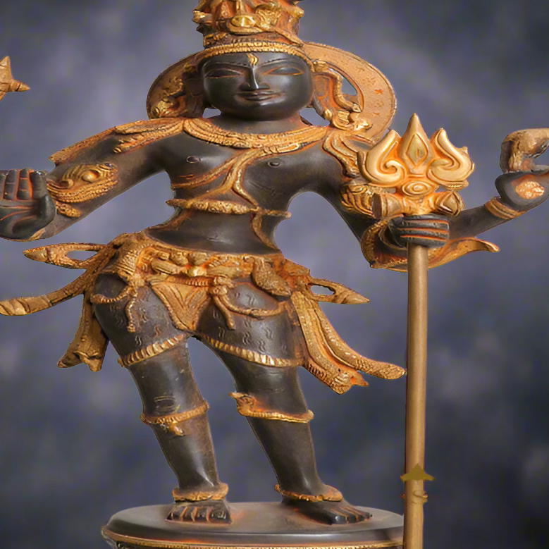 Lord Shiva as Pashupatinath Antique Imitation Statue For Sale 21" - Image 2