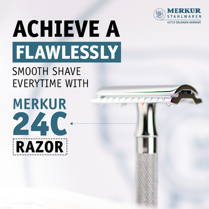 Merkur 3-Piece Ladies DE Safety Razor, Closed Comb, Knurled Extra Long Handle, Chrome, Pink Box by Merkur - Double Edge Safety Razors (View 4)