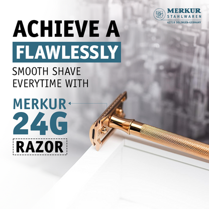 Merkur 3-Piece Ladies DE Safety Razor, Closed Comb, Knurled Extra Long Handle, Rose Gold, Pink Box by Merkur - Double Edge Safety Razors (View 4)