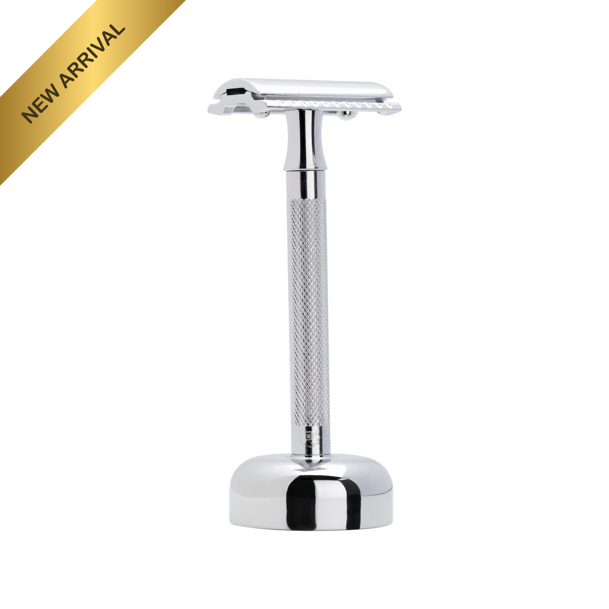 MERKUR 2481 Shaving Kit 3 Piece Safety Razor with Stand in Bright Chrome - Eco-friendly - Sama Homes