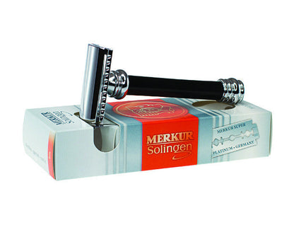 Merkur 38B 2-Piece DE Safety Razor, Closed Comb, Barberpole Long Heavy Handle, Black by Merkur - Double Edge Safety Razors (View 4)