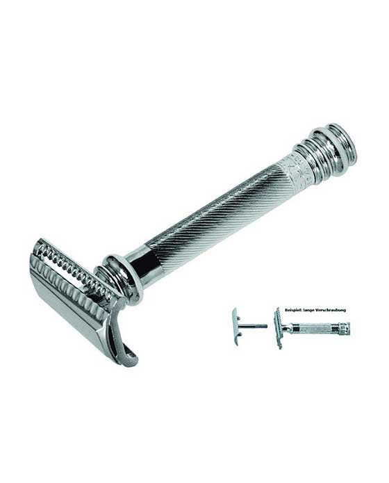 Merkur 39C 2-Piece DE Safety Razor, Slantbar Comb, Barberpole Long Heavy Handle, Chrome - Image 3