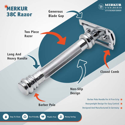Merkur Leather Case filled with 38001 and 10 Blades, Black by Merkur - Razor Accessories (View 3)
