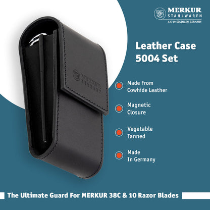 Merkur Leather Case filled with 38001 and 10 Blades, Black by Merkur - Razor Accessories (View 4)