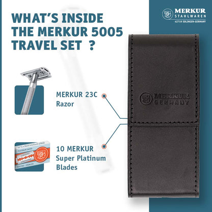 Merkur 23C Safety Razor Travel Set – Black Leather Case and 10 Blades by Merkur - Razor Accessories (View 2)