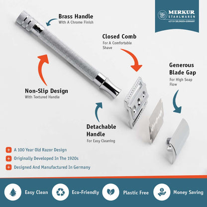 Merkur 23C Safety Razor Travel Set – Black Leather Case and 10 Blades by Merkur - Razor Accessories (View 3)