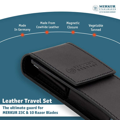 Merkur 23C Safety Razor Travel Set – Black Leather Case and 10 Blades by Merkur - Razor Accessories (View 4)