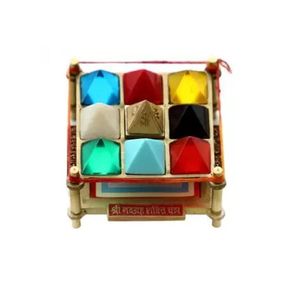 Navgraha Pyramid Yantra Chowki in Brass for Navgraha Shanti & Good Luck by SAMAHealing - Yantra Chowki (View 2)