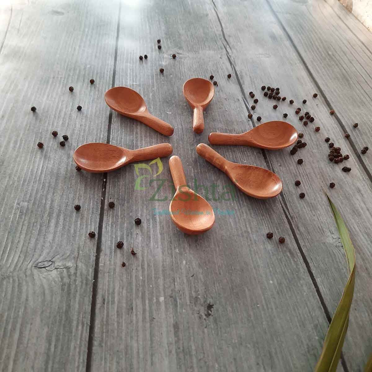 Neem Wood Broad Spoons: Set of 6 - Image 3