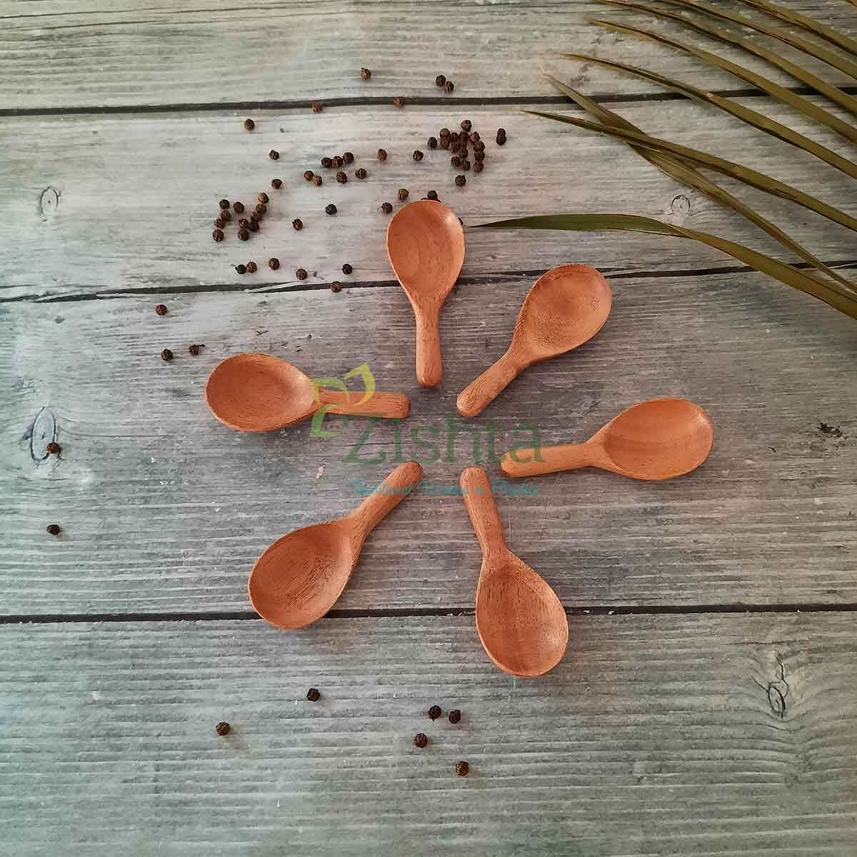 Neem Wood Broad Spoons: Set of 6