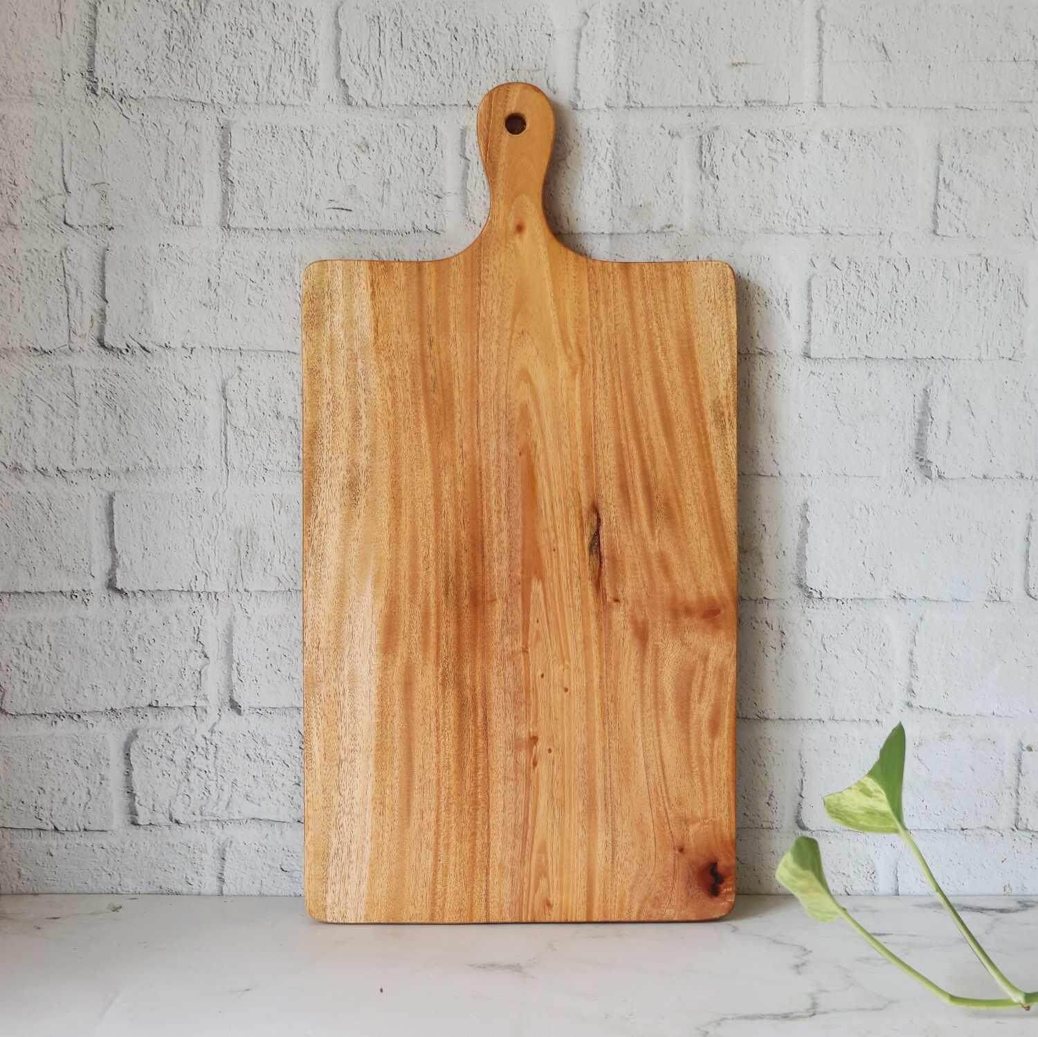 Neem Wood Chopping Board Compact Rectangle With Handle - Image 2