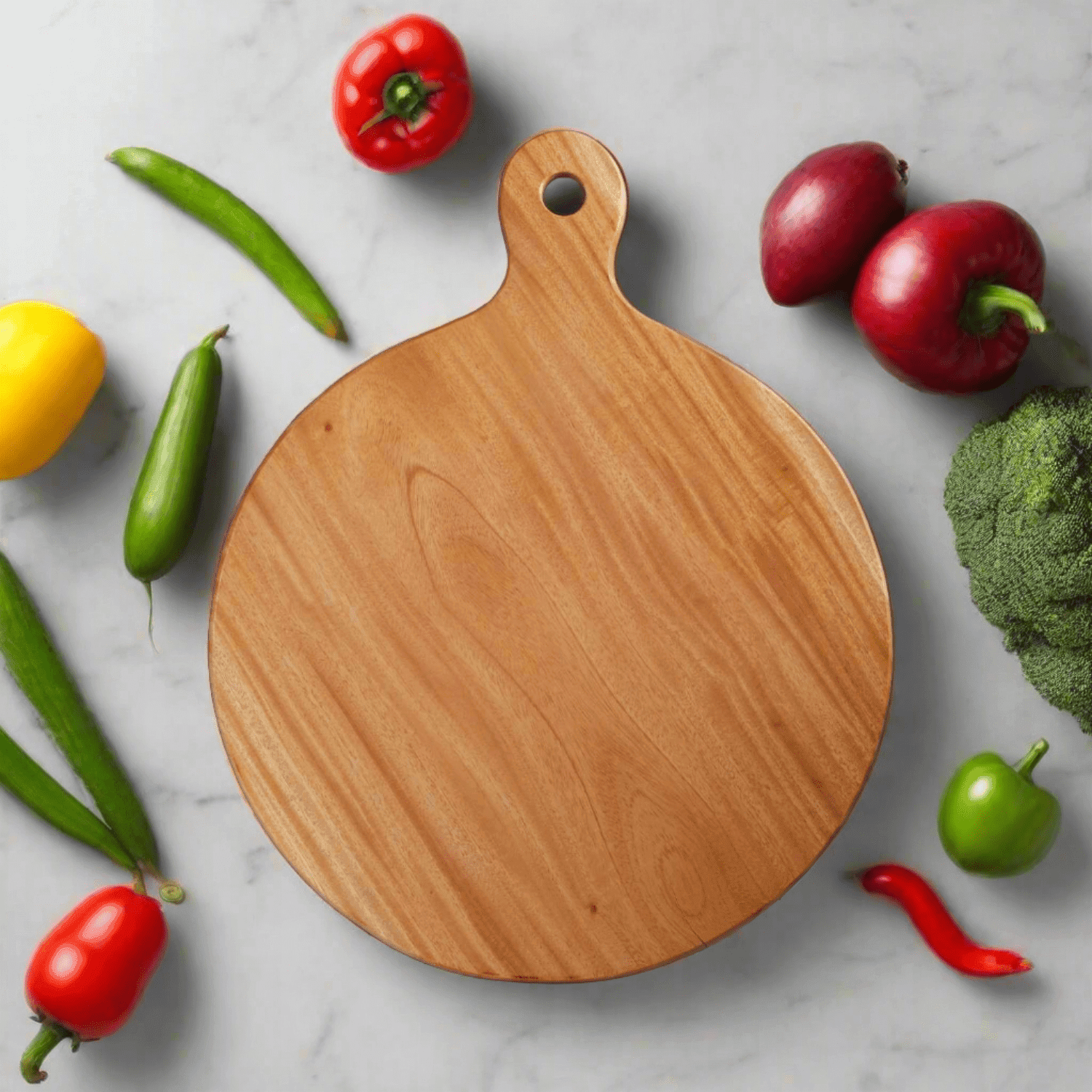Neem Wood Chopping Board Compact Round - Eco-friendly - Sama Homes