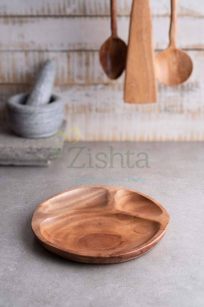 Neem Wood Dinner Plate: Kids Plate - Eco-friendly - Sama Homes