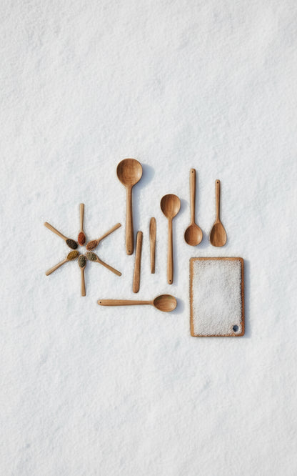 Sustainable Neem Wood Chopping Board and Curry Ladles Set