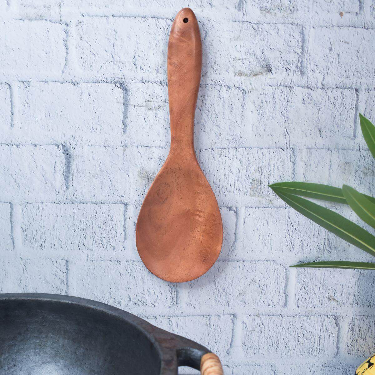 Handcrafted Neem Wood Rice Ladle (Round) – Antibacterial, Heat Resistant & RoHS Certified - Image 2