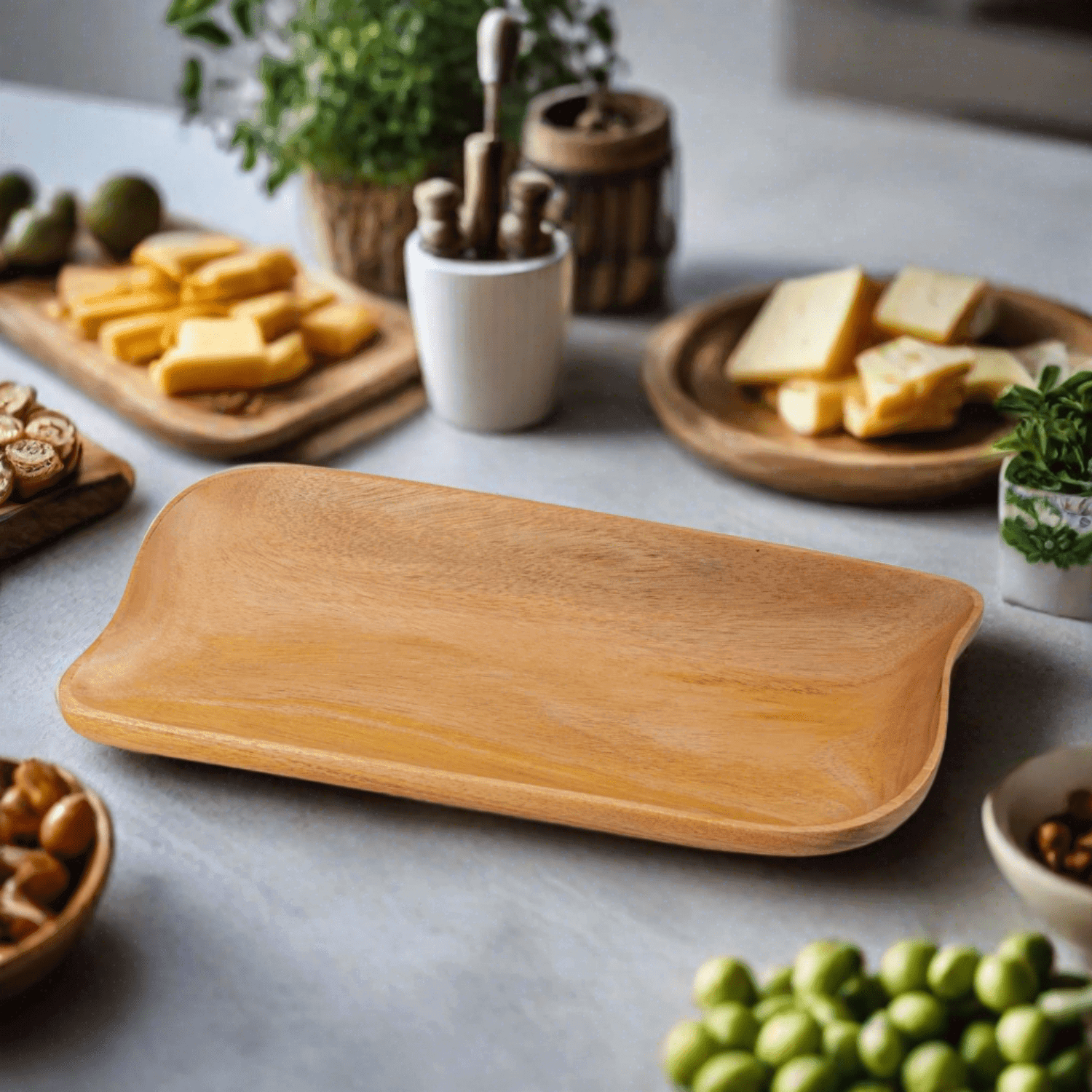 Neem Wood Rectangle Platter - Eco-friendly - Sama Homes