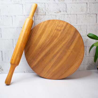 Handcrafted Neem Wood Chakla Belan Set for Roti Making