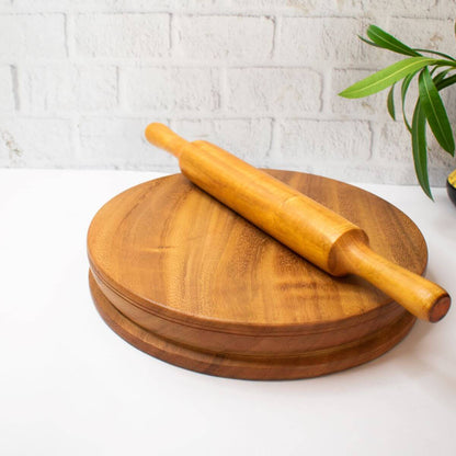 Sama Homes Durable Neem Wood Rolling Pin and Board Set