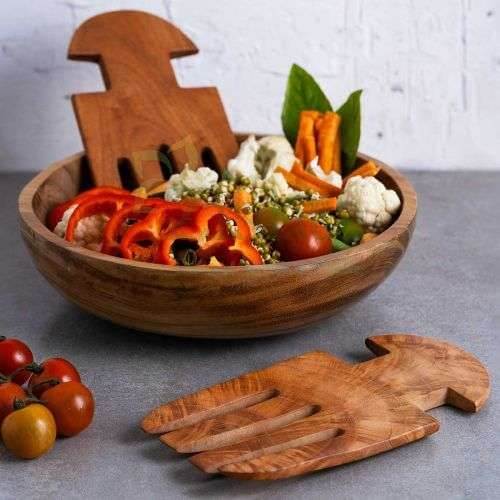 Handcrafted Neem Wood Salad Servers Set of 2