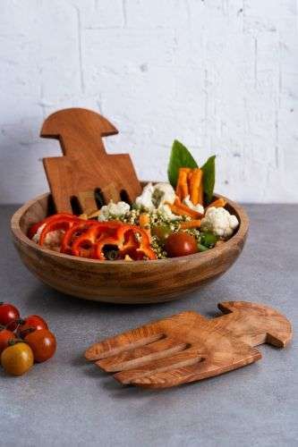 Antibacterial Wooden Salad Mixing Spoons - Image 2