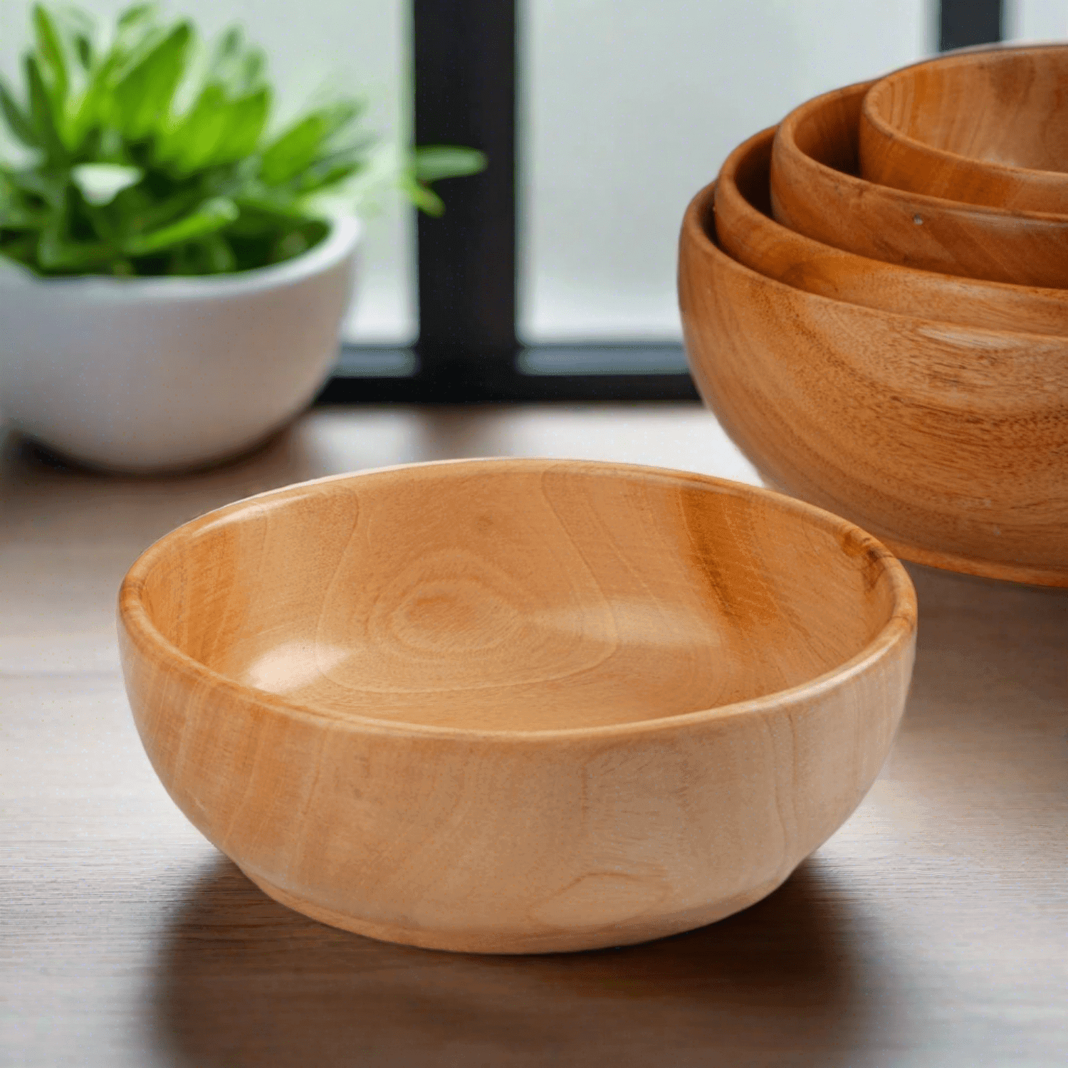 Neem Wood Serving Bowl - Image 2