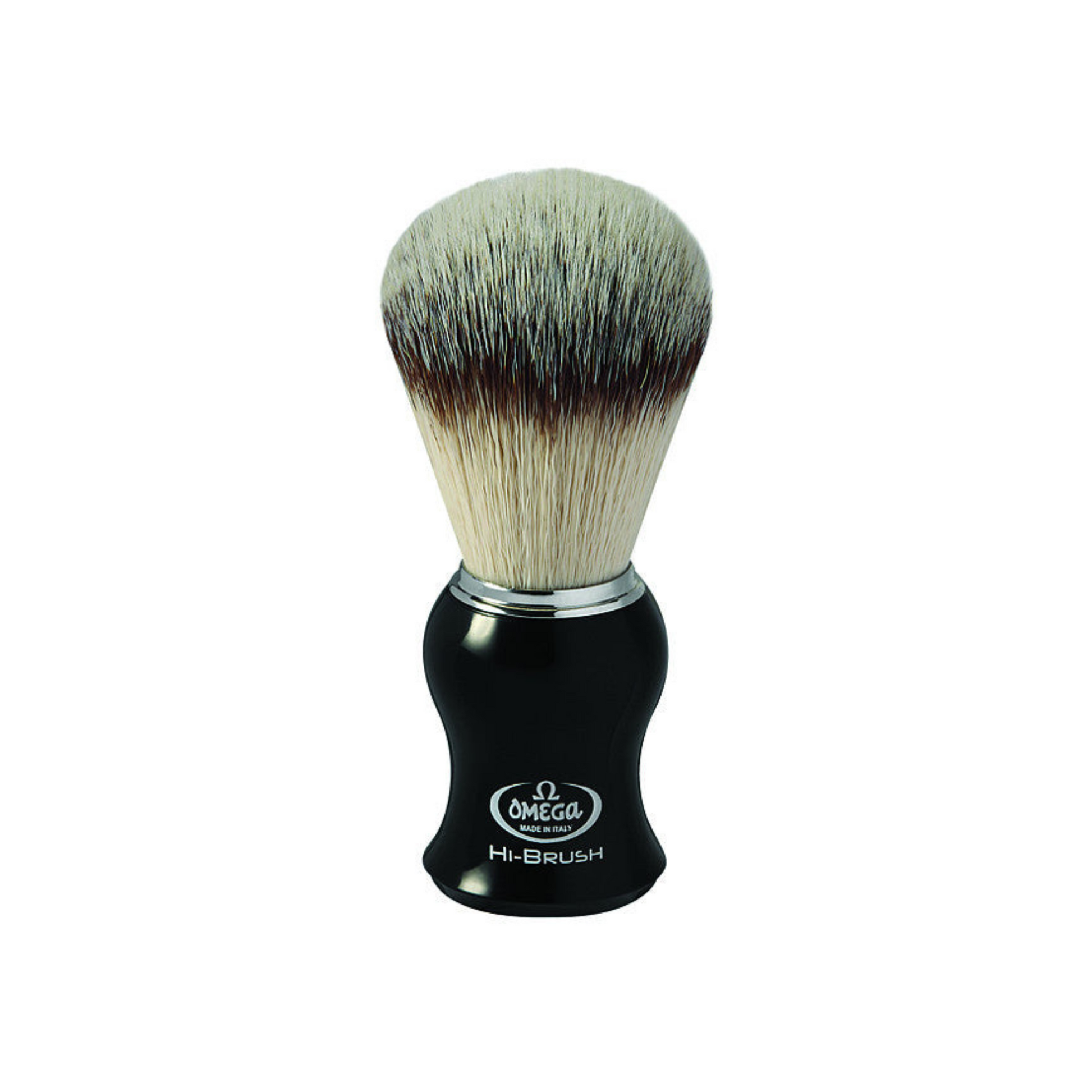 Omega Synthetic 'Hi' Shaving Brush, H:108mm, K:48mm, K:25mm, Ebony Handle - Eco-friendly - Sama Homes