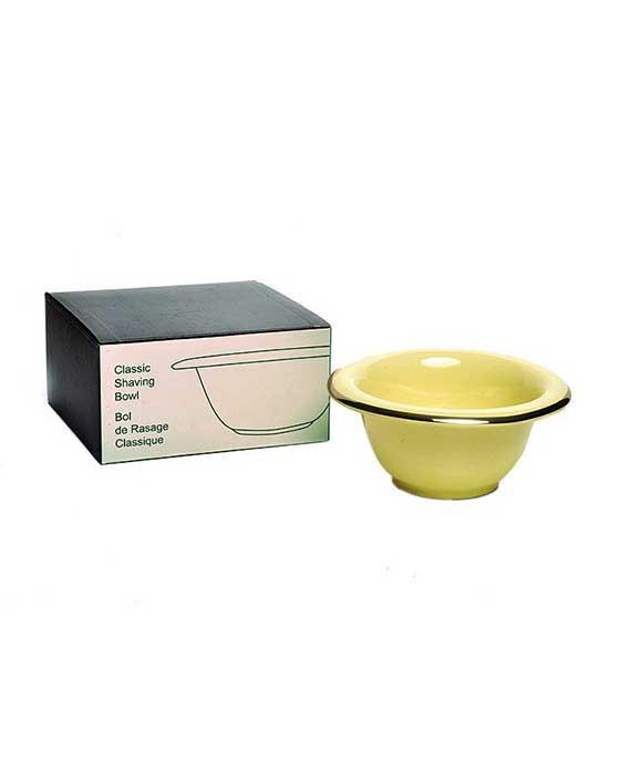 Ceramic Shave Bowl, Cream Porcelain With Silver Rim - No Logo - Eco-friendly - Sama Homes