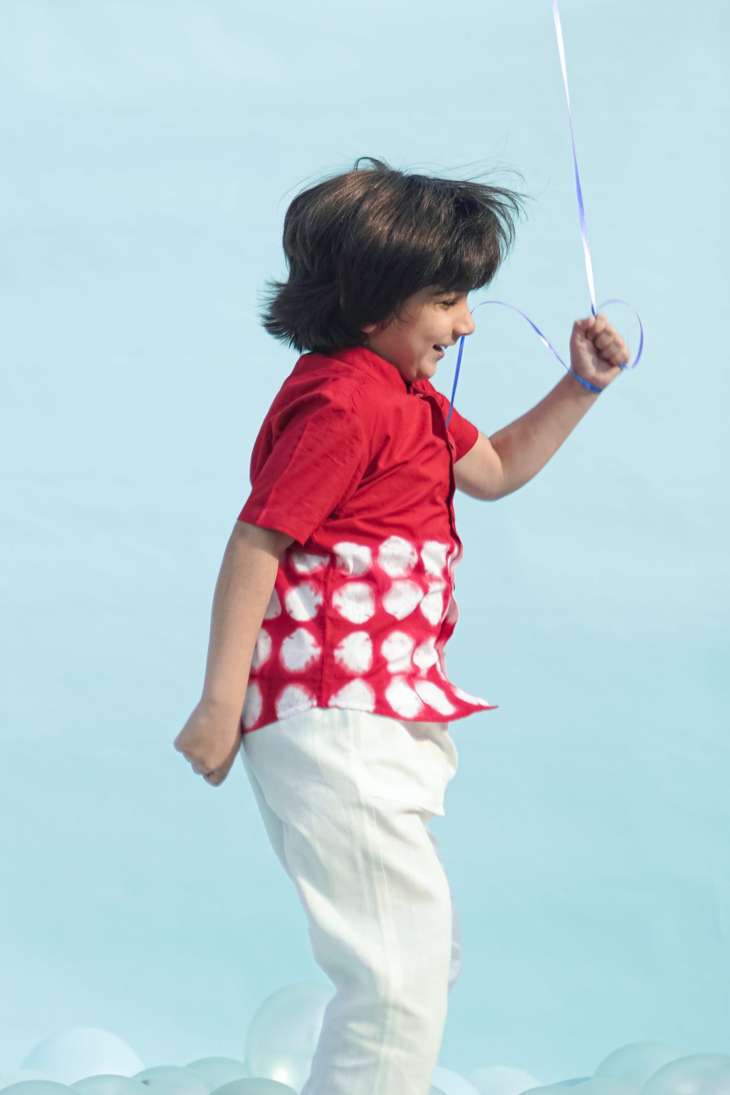 Boys Shirt Red Tie Dye Clamp