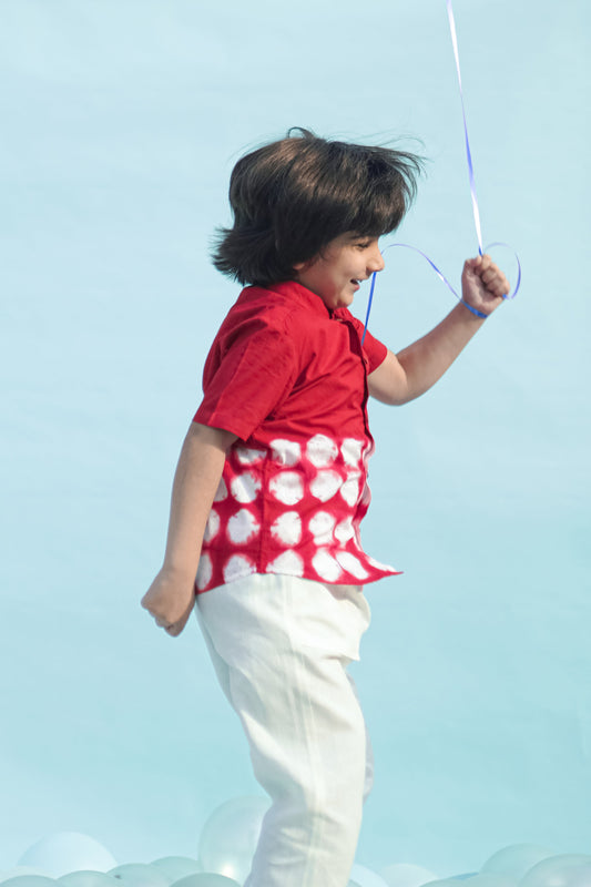 Boys Shirt Red Tie Dye Clamp