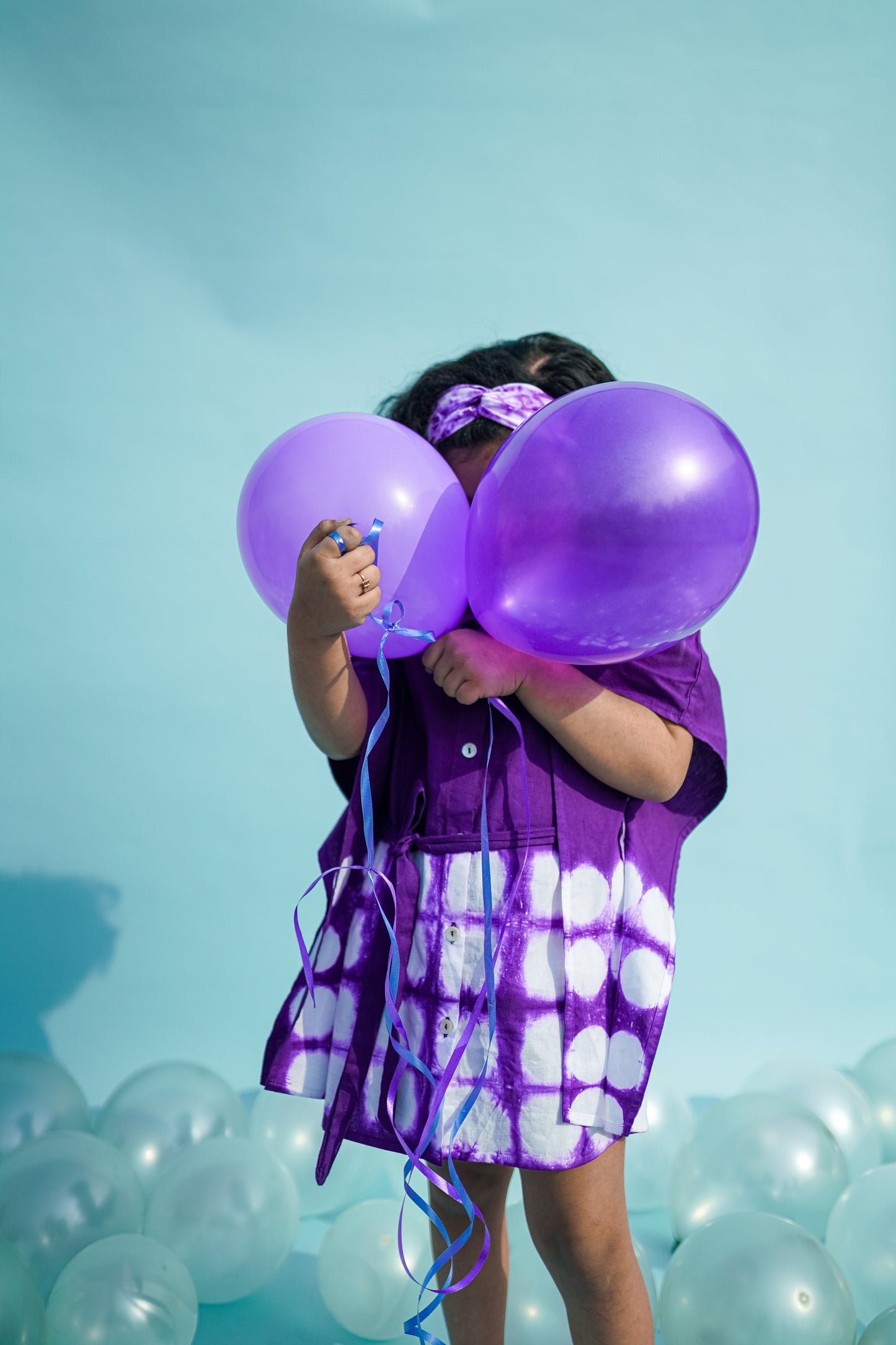 Girls Kaftan Dress Purple Tie Dye Clamp